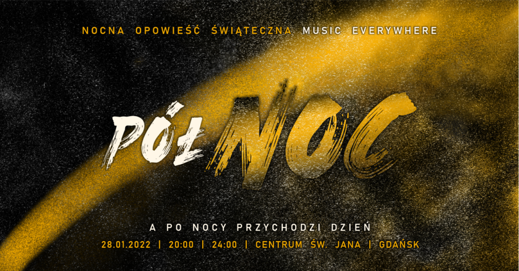 abstrakcyjne zdjęcie złoto czarne napis "półNOC"